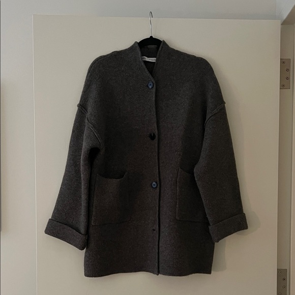 Women's Gray Wool Knit Cardigan - Picture 1 of 3